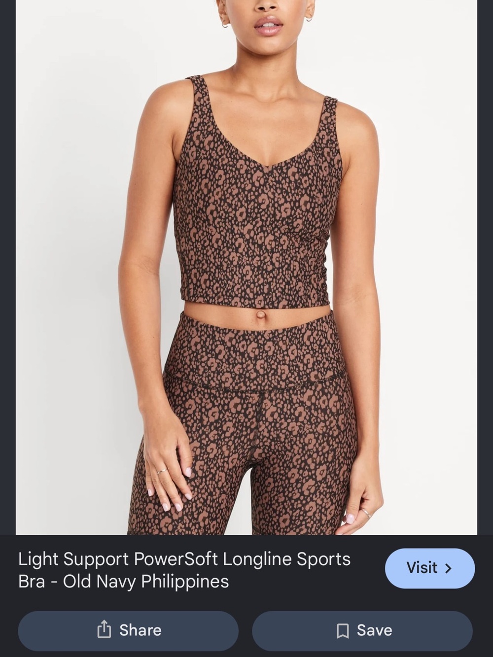 Old Navy Brown and Black Leopard-Print Longline Sports Bra